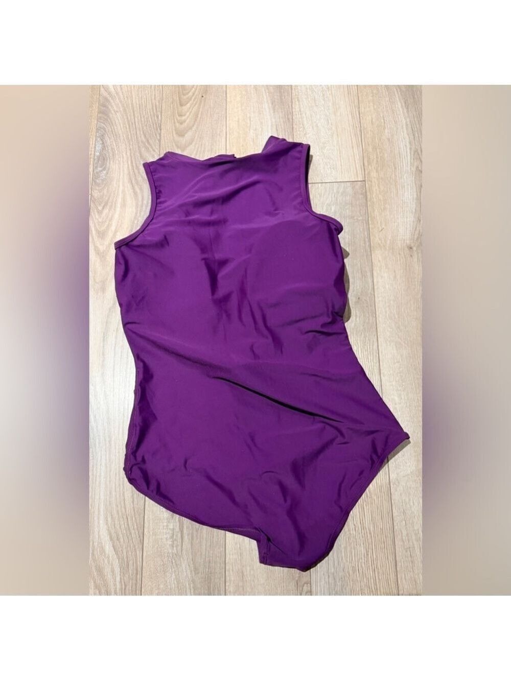 Purple One Piece Rash Guard Swimsuit Front Zip - Picture 3 of 3